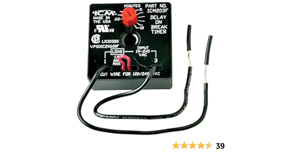 Amazon Com Icm Controls Icm203f Delay On Break Timer With 0 03 10 Minutes Adjustable Timing And 6 Lead Wires Multicolor Appliances