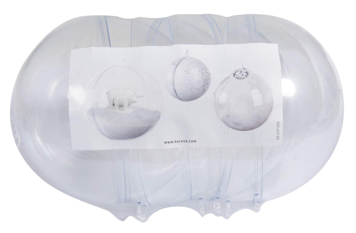 Rayher Set of 4 Clear Fillable Plastic Balls for Seasonal Crafts, Transparent Hanging Ball, Two-Part Bauble for Crafting and Decoration, Diameter 10cm, 39467800