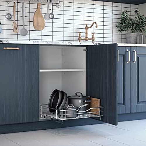 Home Zone Living Pull Out Kitchen Organizer with Slide Out Drawer for Space Saving