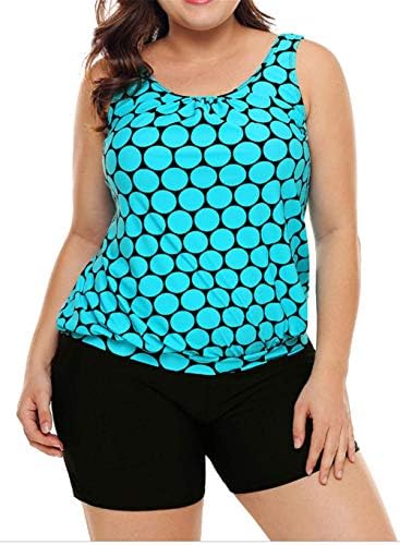 GDL Women Two-Piece Tankini Swimsuits Multicolor Print V-Neck Short Set Bathing Suits Plus Size