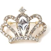 Crystal Rhinestone Princess Queen Brooch Pin Tiara Crown Brooches for Women Tiara for Wedding Party/Banquet/Birthday