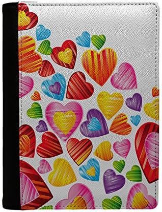 Rainbow Patterns Love Hearts Printed Passport Holder With Pockets For Travel Documents, Credit Cards & Pen Holder By Humblebee London - HB-HPH-S1100