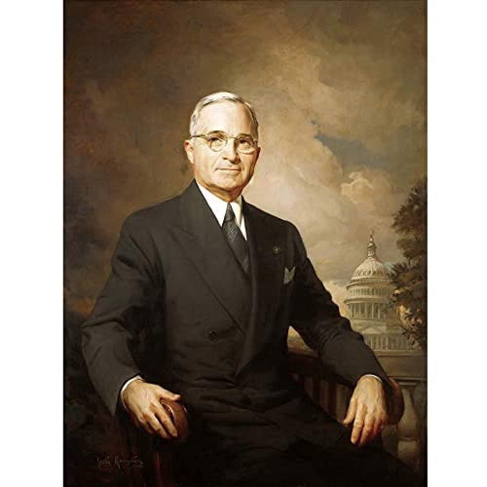 Kempton Portrait President Harry Truman USA Painting Art Print Canvas Premium Wall Decor Poster Mural