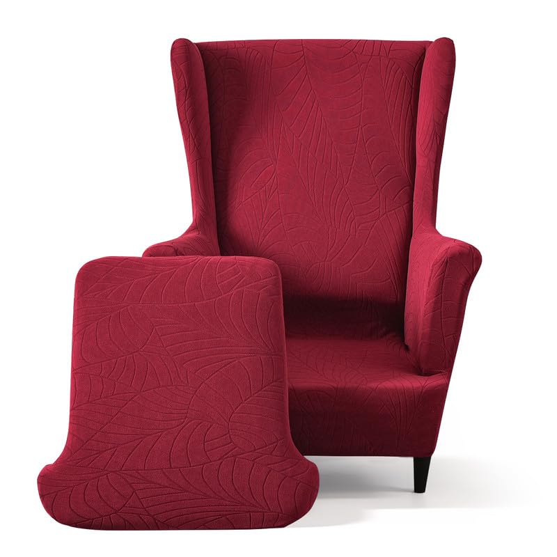 Mingfuxin Wingback Chair Covers, 2 Piece Set Stretch Armchair Sofa Slipcovers with Cushion Covers,Thicken Washable Wing Chair Slipcover Furniture Protector for Living Room Bedroom
