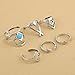 Suyi 6 Pcs Vintage Silver Geometry Arrow Turquoise Antlers Joint Knuckle Nail Midi Ring Set R2
