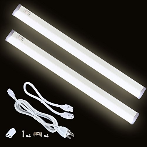 B-right 17.7 inch T5 LED Under Cabinet Lighting Bar, 3000K, 520lm, Kitchen Counter Lighgting, Pack of 2