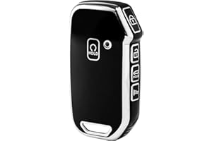 OFFCURVE for Kia Key Fob Cover Special Key Fob Case Cover Holder for Kia Ceed Cerato Forte NIRO Seltos Sorento Soul Sportage Telluride K5 Accessories Smart Keyless Remote Key Protector, Black
