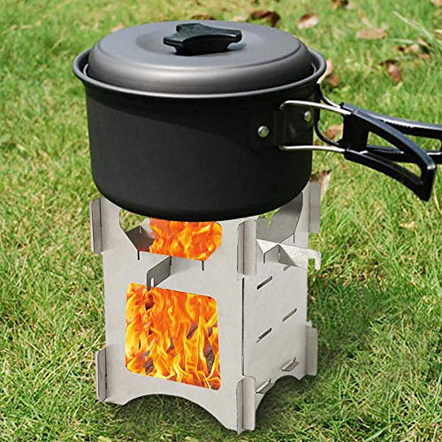 S WIDEN ELECTRIC Portable Foldable Camping Stove, Backpacking Stove, Stainless Steel Firewood Burning Card Furnace for Outdoor Picnic BBQ Camp Hiking Cooking