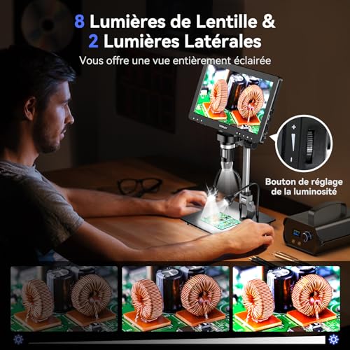 TOMLOV DM9 Max 10.1 Inch HDMI Digital Microscope, 20MP Coin Magnification Camera with HD IPS Screen, Gift for Adult Collectors, 10 Adjustable LED Lights, Compatible PC/TV