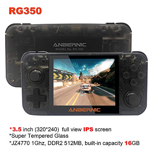 DREAMHAX RG350 Handheld Game Console with 3.5 Inch IPS Screen Preload 10000 Games Opendingux System, Video Games with 4770 Dual 1GHz / DDR2 512M / 16G + 32G, Retro Gameboy Gifts for Kids (Black)