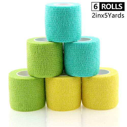 AUPCON Self Adhesive Bandage Wrap Vet Wrap Cohesive Bandages Bulk Dogs Self Adherent Wrap Non-Woven for Pet Animals & Ankle Sprains & Swelling 2 Inch x 5 Yards