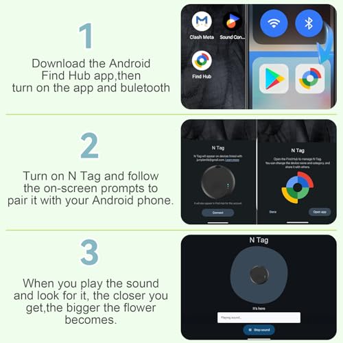 Android Air Tracker, 4 PCS Smart Tracker Tag GPS Key Locator Compatible with Find Device(Android Only), Bluetooth Tracker Tag Compatible for Wallets, Keys, Backpacks (Black)