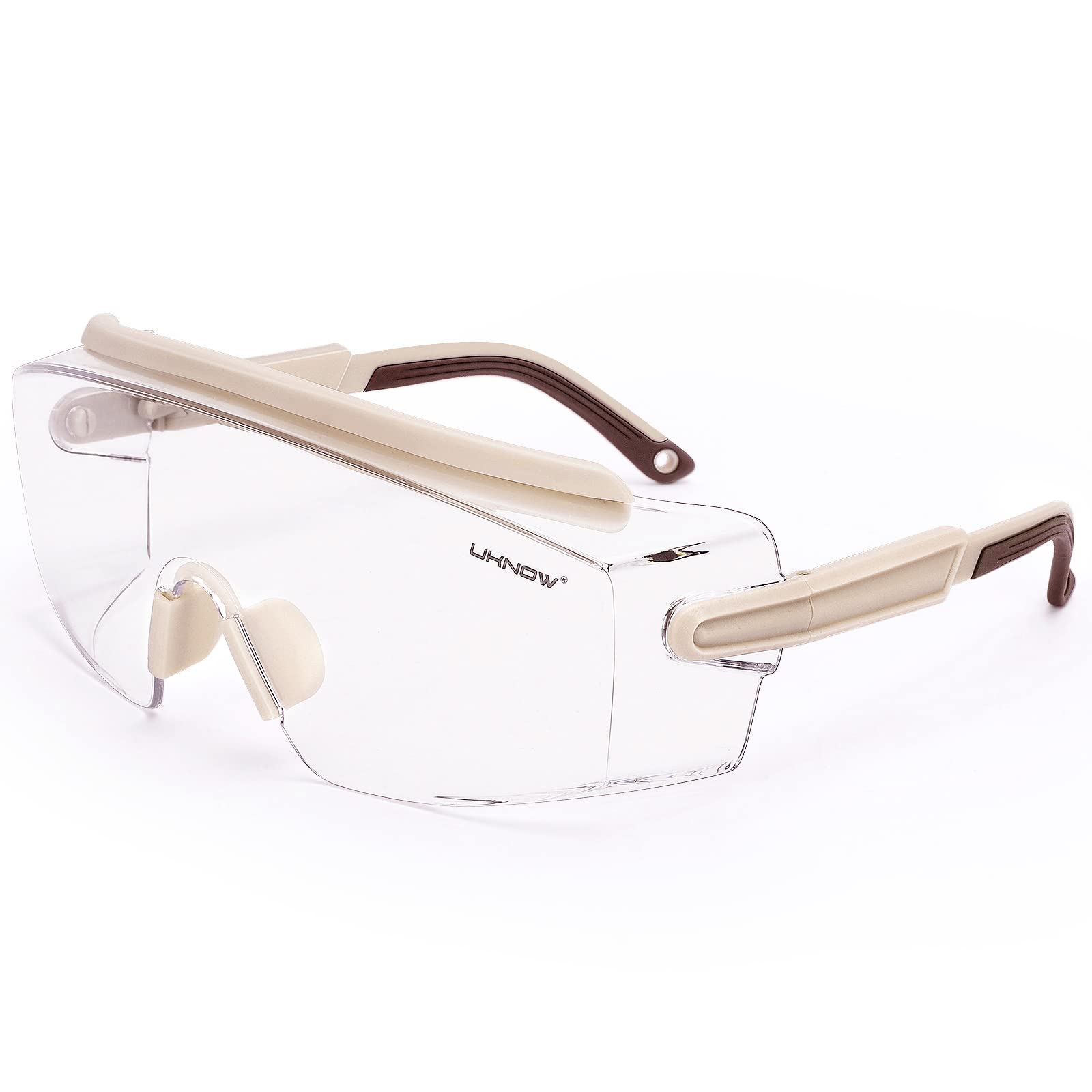 Photo 1 of UKNOW Safety Goggles Over Glasses, Anti Fog Safety Glasses with Clear Wraparound Lens, ANSI Z87.1 Protective Eyewear