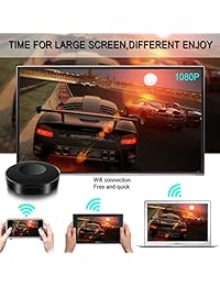 DONWELL Wifi Display HDMI AV Adaptador Receptor Inalámbrico Dongle Proyector Portátil Espejo Pantalla Airplay DLNA Miracast para iPhone iPad IOS Mac Android Windows a TV Plus 1080P (Negro)