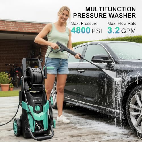 Pressure Washer, 4800 PSI 3.2 GPM Power Washer with 4 Quick Connect Nozzles/Foam Cannon, 23FT Inlet Hose & Filter, High Pressure Washer for Cars, Fences, Patio, Home, Blue