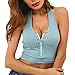 GAGAOPT Sexy Crop Top Zipper Halter Sleeveless Backless Camisoles Tank Tops