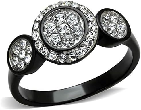 1.05 Ct Halo Round Cut AAA CZ Black Stainless Steel Cluster Engagement Ring Women's Size 5-10 (8)