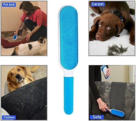 Pet Fur &amp; Lint Remover , Dog &amp; Cat Hair Remover for Furniture with Self-Cleaning Base Reusable Double Sided Pet Fur Remover,Travel Size Include for Clothes, Furniture,Car Seat,Bed,Carpet