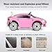 Costzon Kids Ride On Car, 6V Battery Powered Electric Vehicle with 2.4 GHZ Remote Control, Safety Belt, Led Headlights, Horn, Music, Volume Control (Pink)
