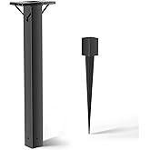 BOUGOON Black Metal Mailbox Post,43x 4X 4 inch In-Ground Mounting Post | for Outside,with Plate Bracket and Anchor for Easy Install Mailbox Use,Heavy-duty Post with Weather-resistant