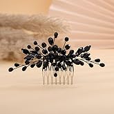 Rumtock Black Rhinestones Hair Comb Side Headpiece for Wedding Brides Women Girls Handmade Hair Accessories, 2.7x5.5 Inches, Small