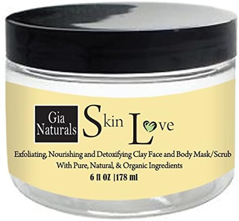 Pure, Natural and Organic Mask Scrub for Face and Body by Gia Naturals. Clay, Detoxifies, Exfoliates, Nourishes
