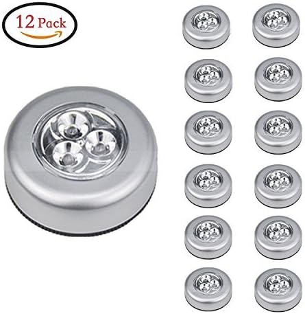 LEDINUS 12 Pack Tap Lights, LED Battery Operated Lights Stick On Touch Lamp Wireless Night Light for Closets, Cabinets, Counters, or Utility Rooms,Cordless Touch Light,Batteris Not Included