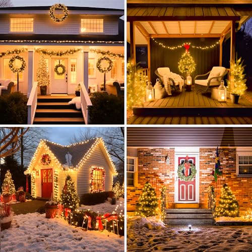 JMEXSUSS 66ft 200 LED Outdoor Christmas Lights, Warm White Christmas