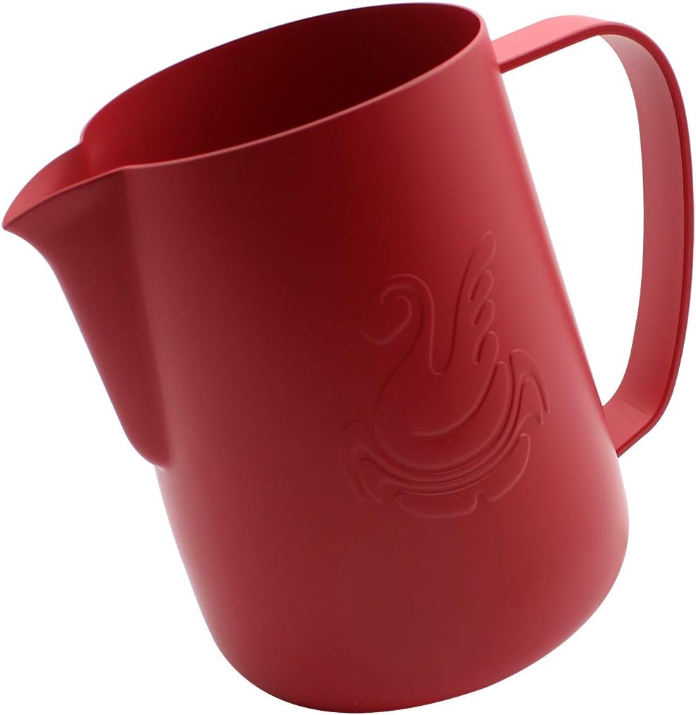 Dianoo Espresso Steaming Pitcher, Espresso Milk Frothing Pitcher Stainless steel, Coffee jug, Latte Art Cup 20 OZ (600ML) Red