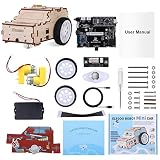 ELEGOO Robotic Wooden Car Kit with Nano(Arduino-Compatible), Line Tracking, Avoiding Obstacle, Mobile Controlling and Graphical Programming, Intelligent and Educational Toy Car Kit,STEM Toys