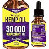 Hemp Oil Drops 30 000mg, 100% Pure Natural Ingredients, Co2 Extracted, Helps with Pain, Vegan Vegetarian Friendly