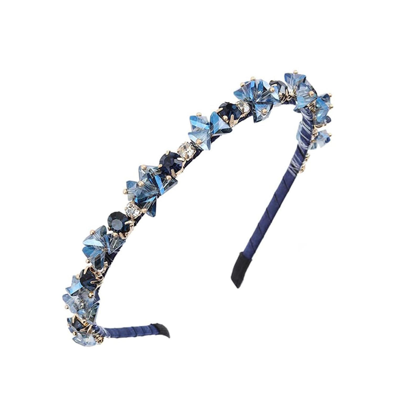 Qiwenr Crystal Headband, Crystal Side Headband, Pink Rhinestone Hair Bands, Great Headpiece for Prom, Party