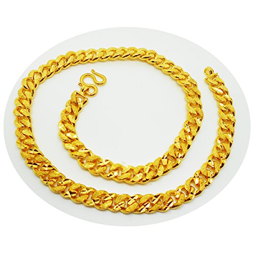 Men's Chain Heavy 24k Thai Baht Yellow Gold Plated Necklace 18 inch 9mm