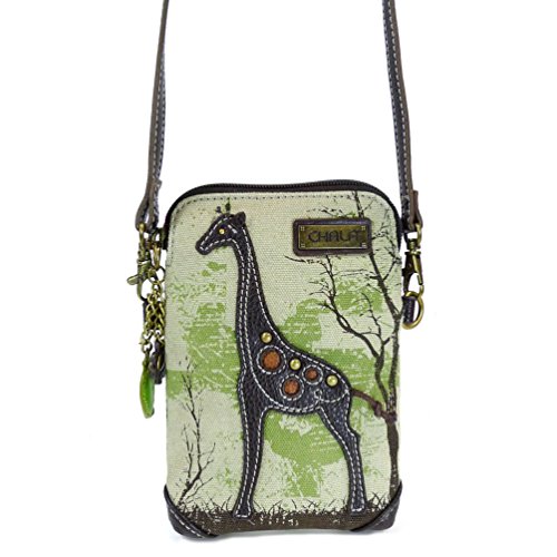Chala Safari Animal Canvas Small Phone Purse/Crossbody Bags (iphone 7 Compatible) (Brown) (Giraffe)