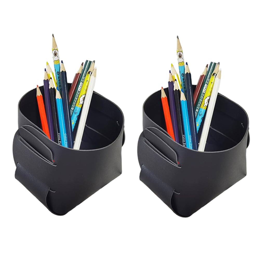 Photo 1 of BALITIOYI Pen Holder for Desk Pencil Organizer Cute Cup Holders Aesthetic (Black 2 Pack, 3.94"x 3.94"x 3.94")