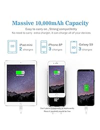 Hokonui   Cargador portátil inalámbrico de 10000 mAh, 10 W, batería externa de alta velocidad Qi inalámbrica con 18 W de entrega de energía, puertos tipo C, QC 3.0 y batería externa con pantalla LED para iPhone, iPad, Samsung y más