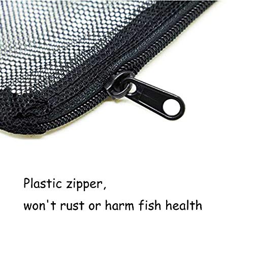 Only Lovuu 1mm Mesh Holes Aquarium Filter Bags, Fish Tank Media Mesh Bags with Plastic Zipper for Charcoal Media, Bio Balls, Ceramic Rings, Ammonia Remover (10 Pack, Large, Black)