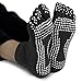 Crown Sporting Goods Yoga Toe Socks with Slip-Free Silicone Texturizing Beads, Black