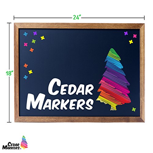 Cedar Markers 24"x18" Chalkboard with Wood Frame. 100% Non-Porous Erasable Blackboards and Whiteboard for Liquid Chalk Markers. Magnet Board Chalk Board (24x18)