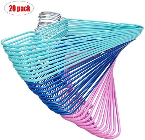 ASSICA Adult Non-slip Clothes Hangers Stainless Steel Metal Wire Hangers With Plastic Coating for Suits Closet 20 Pack for Dry Pants/Coats Random Color 16Inches Wide