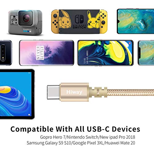 USB Type C Cable,Hiway 3Pack 6FT USB-A 2.0 to USB-C Fast Charger Nylon Braided Data Sync Transfer USB C Cord Compatible with Samsung Galaxy S10 S9 S8 Plus Note 9 8,Moto Z Z3,LG V50 G8,Switch,and More - Thumbnail 6