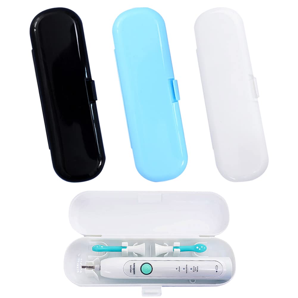 Electric Toothbrush Case, Travel Case, Compatible with Oral-B/Philips Electric Toothbrush, 3 Packs (White, Blue, Black)