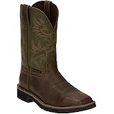 Justin Driller 11" Square Steel Toe Men's Boot, Durable Leather, Slip-Resistant, Comfort Cushioned Insole for Work Safety