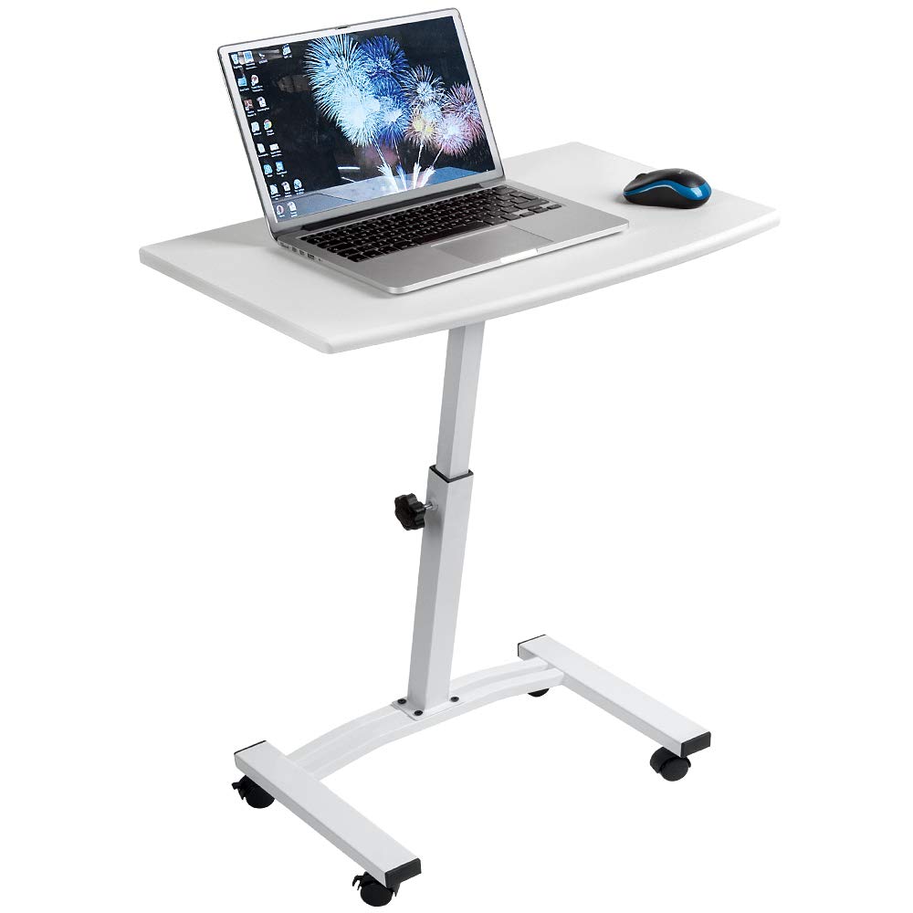 Tatkraft Cheer Laptop Desk Portable, Adjustable Height 52-84cm, Suitable for 7-17” Laptops, Mobile Laptop Stand with 4 casters, White