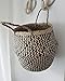 Natural Craft Seagrass Plant Basket for Storage Size (12x12x11 inches) - Style: Black Zigzag, Laundry, Picnic - Plant Pots Cover Indoor Home Decor - Hand Woven Straw Beach Bag with Handles M
