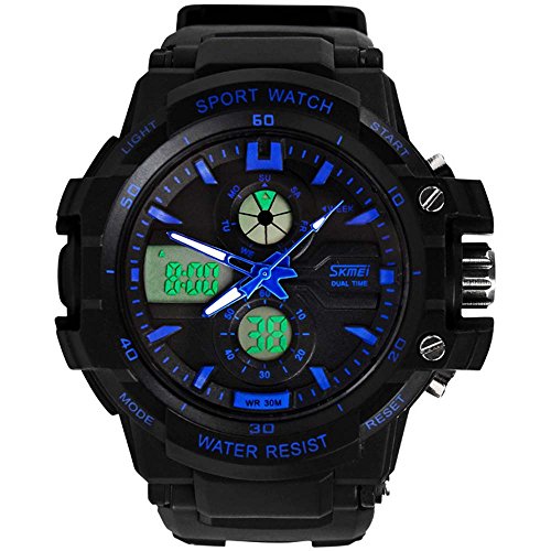 Goasa Multi Function Military S-shock Sports Watch LED Analog Digital Waterproof Alarm (Blue)