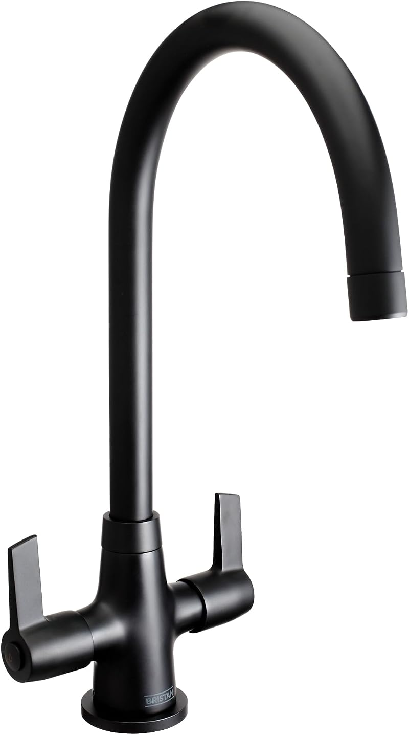 Bristan Echo Kitchen Tap Swivel Spout Two Lever EasyFit Black EC SNK EF BLK