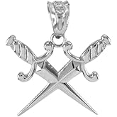 Claddagh Gold Polished 925 Sterling Silver Crossing Daggers Charm Pendant