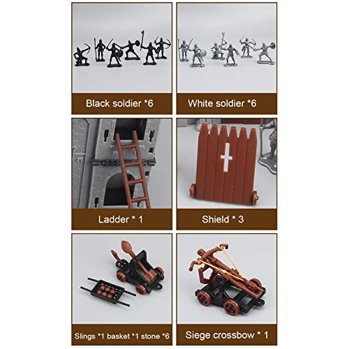 BAULMD Ritter und Schlösser Werden Modell Set, Militär Assembled Castle mit Zubehör gebaut, Kinder Ritterburg Königreich Burg Schloss, DIY Burgtor Spielzeug – Bild 5