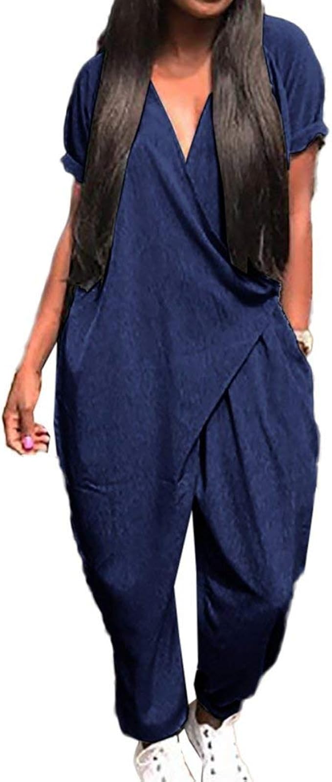 Jumpsuit Damen Sommer Lange Oversize Jumpsuits Elegant Classic Vintage